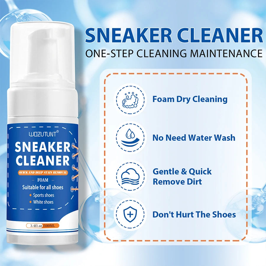 100ml White Shoe Cleaner No-wash Dry Cleaning Foam Decontamination for Suede Sheepskin Matte Shoes Leather Sneakers Care