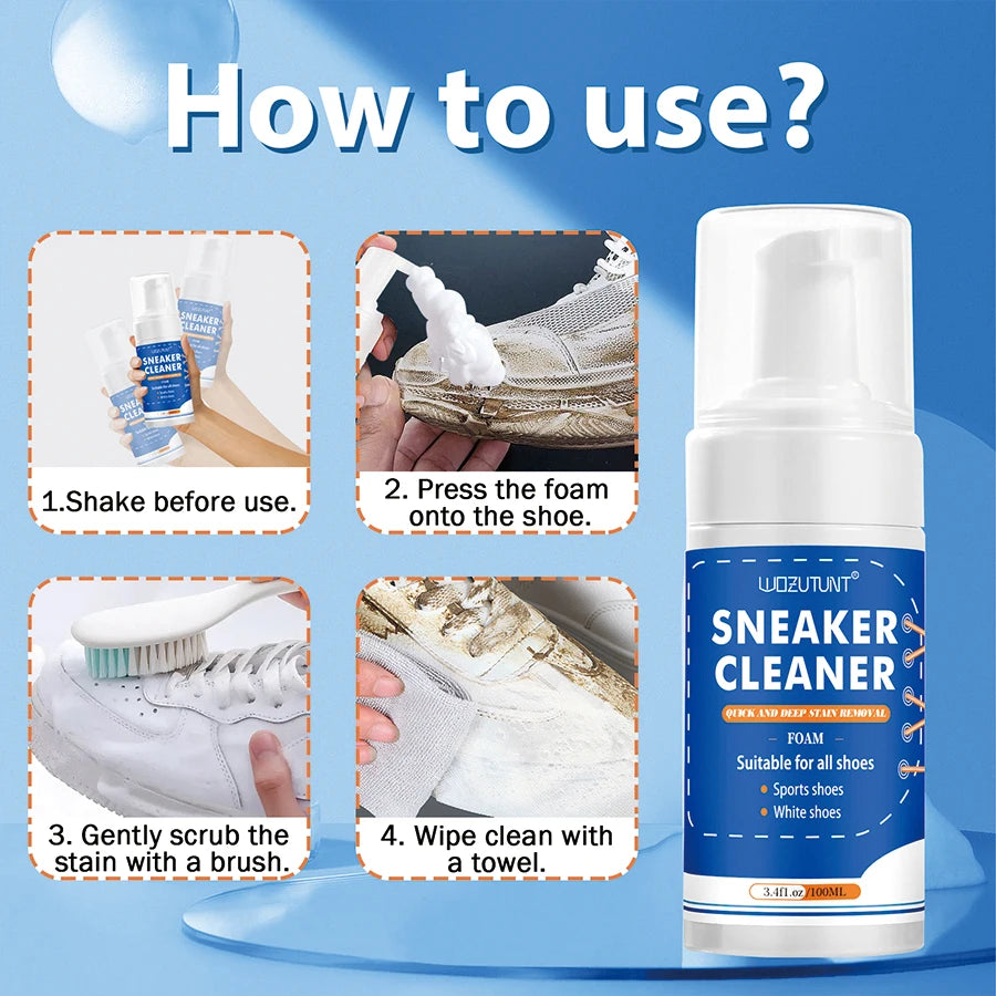 100ml White Shoe Cleaner No-wash Dry Cleaning Foam Decontamination for Suede Sheepskin Matte Shoes Leather Sneakers Care