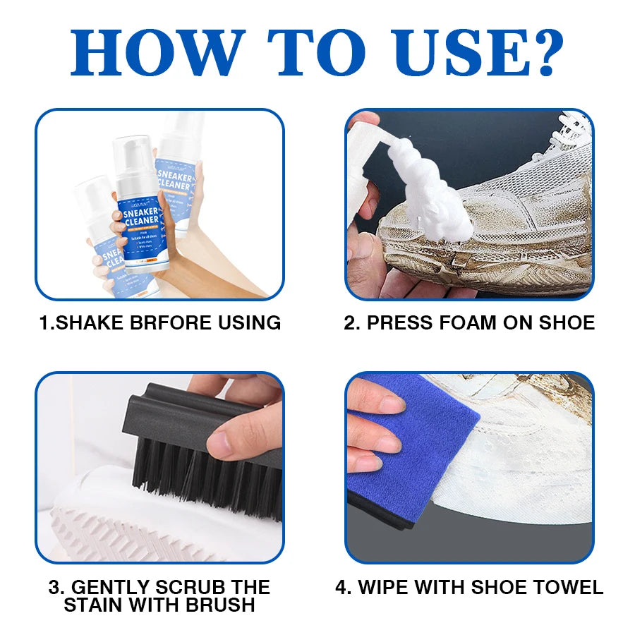 100ml White Shoe Cleaner No-wash Dry Cleaning Foam Decontamination for Suede Sheepskin Matte Shoes Leather Sneakers Care