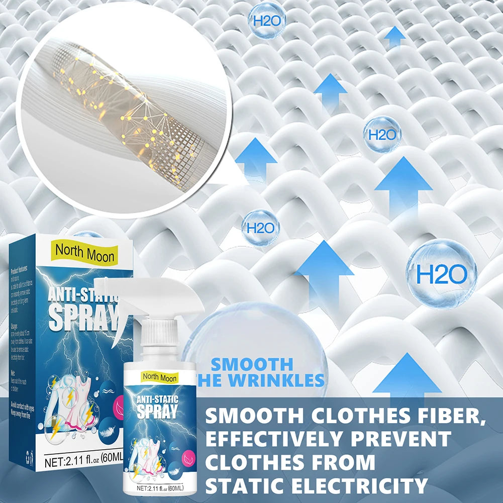 60 ML Wrinkle Release Spray Remove Static Clothing Spray Home Antistatic Spray Static Remover Sprays Clothes Supply