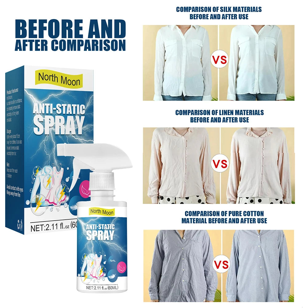 60 ML Wrinkle Release Spray Remove Static Clothing Spray Home Antistatic Spray Static Remover Sprays Clothes Supply