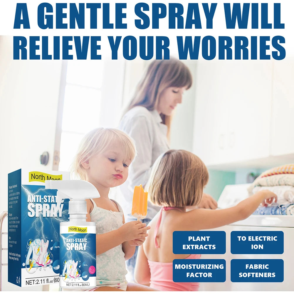 60 ML Wrinkle Release Spray Remove Static Clothing Spray Home Antistatic Spray Static Remover Sprays Clothes Supply